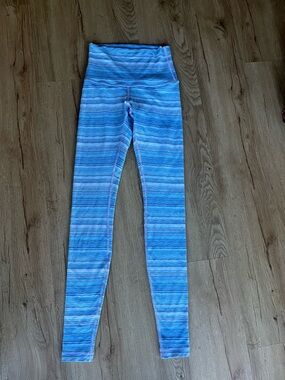 Lululemon High Rise Leggings Size 4 Blue Space Dye 30” Inseam EUC